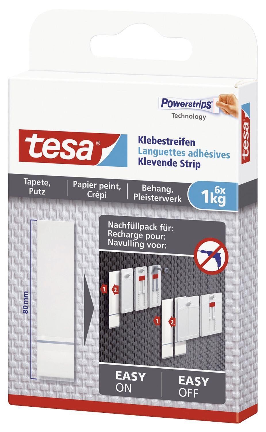 Powerstrips® Klebestreifen - ablösbar, Tragfähigkeit 1 kg, weiß, 6 Stück Powerstrips® Klebestreifen - ablösbar, Tragfähigkeit 1 kg, weiß, 6 Stück