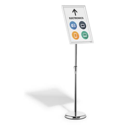 Infoständer Durable 479923, DIN A3, mit Alu-Klapprahmen, höhenverstellbar 86 - 129 cm, silber
