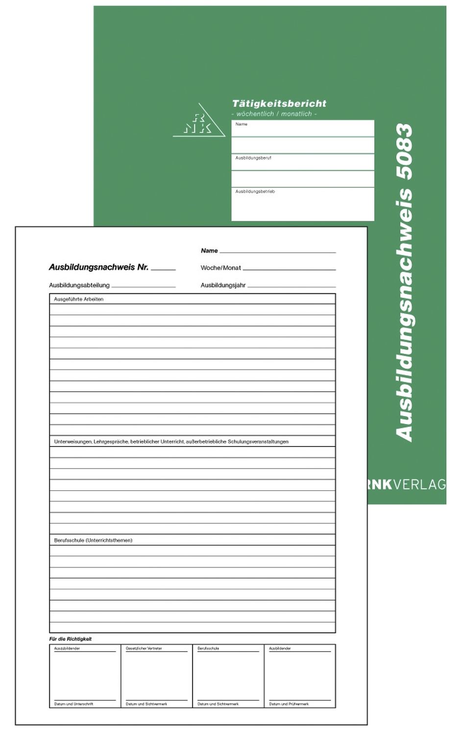 Ausbildungsnachweis-Heft wöchentlich/monatlich, alle Berufe, 56 Seiten, DIN A4 Ausbildungsnachweis-Heft wöchentlich/monatlich, alle Berufe, 56 Seiten, DIN A4