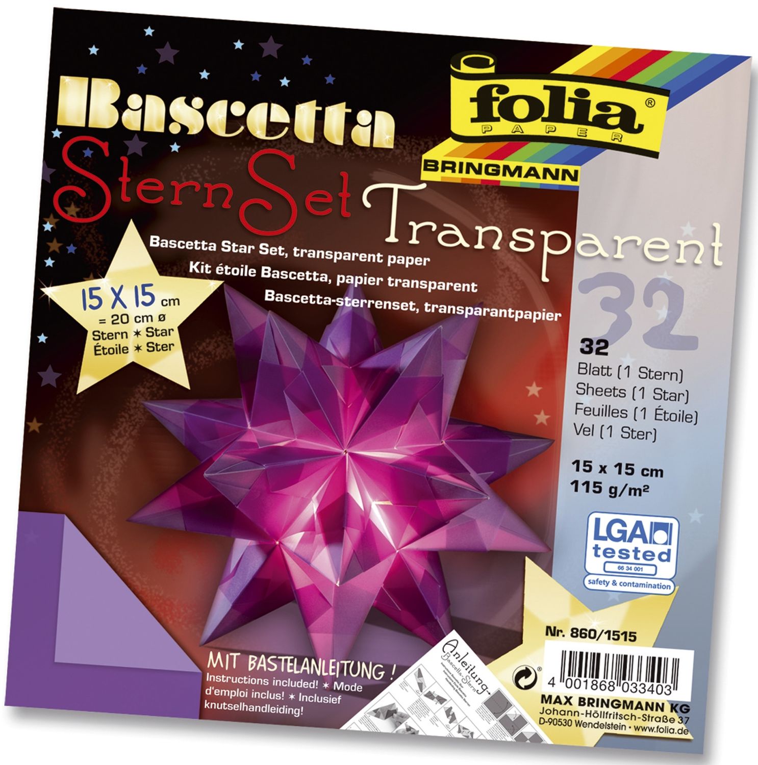 Bascetta Stern - violett, transparent, Ø 20 cm Bascetta Stern - violett, transparent, Ø 20 cm