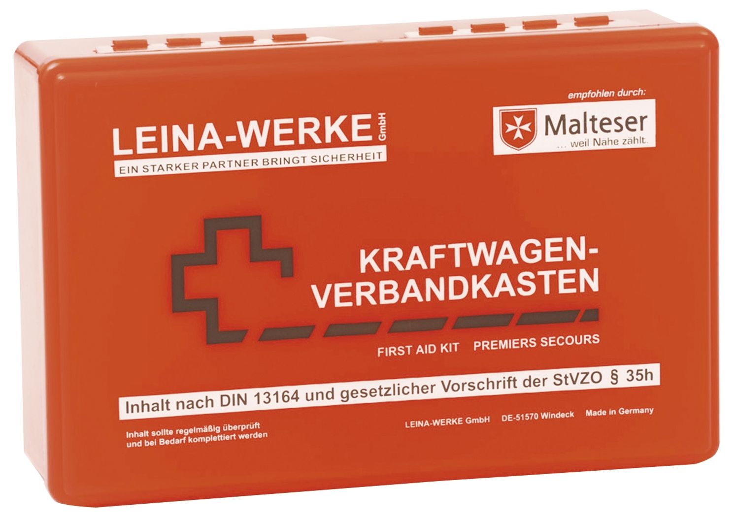 Kfz-Verbandkasten Standard nach DIN 13164 Leina-Werk 10055 - rot Kfz-Verbandkasten Standard nach DIN 13164 Leina-Werk 10055 - rot