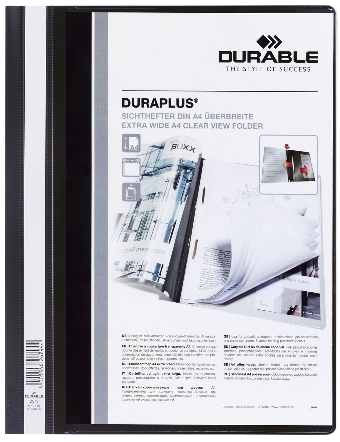 Angebotshefter DURAPLUS® - strapazierfähige Folie, A4+, schwarz Angebotshefter DURAPLUS® - strapazierfähige Folie, A4+, schwarz