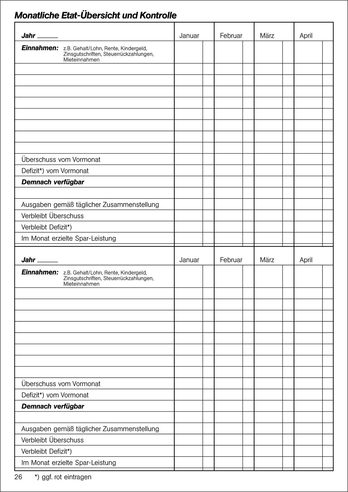 Haushaltsbuch - 40 Seiten, A5 Haushaltsbuch - 40 Seiten, A5