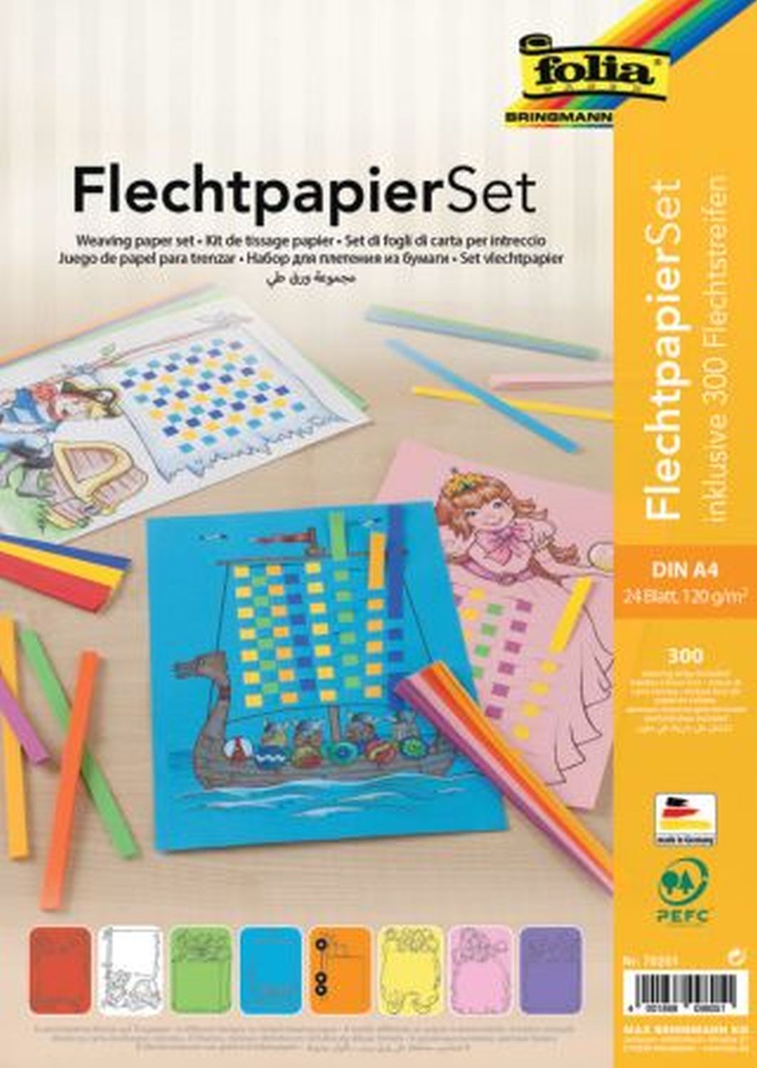 Bastelset Flechtpapier - A4, 24 tlg. sortiert