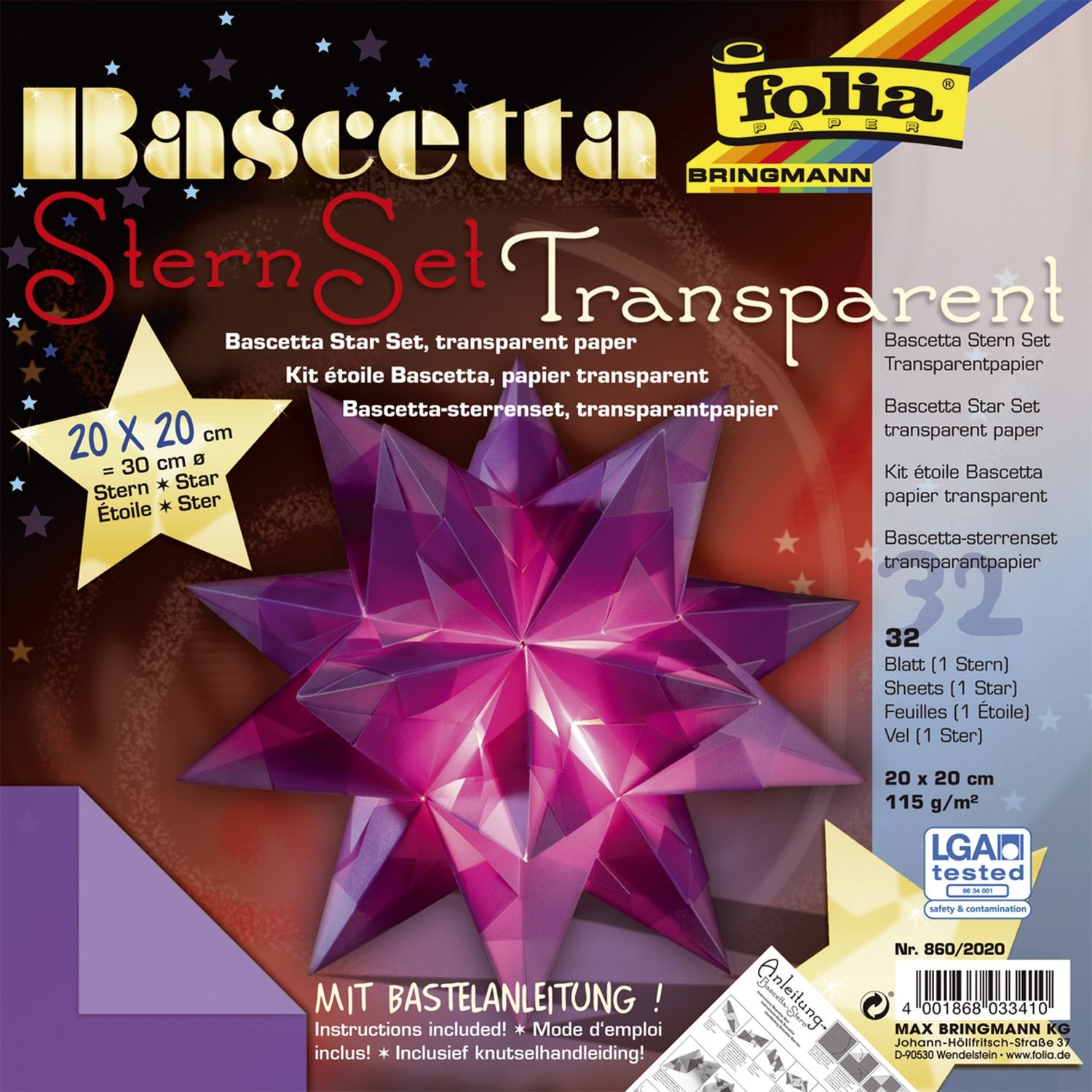 Bascetta Stern - violett, transparent, Ø 30 cm Bascetta Stern - violett, transparent, Ø 30 cm