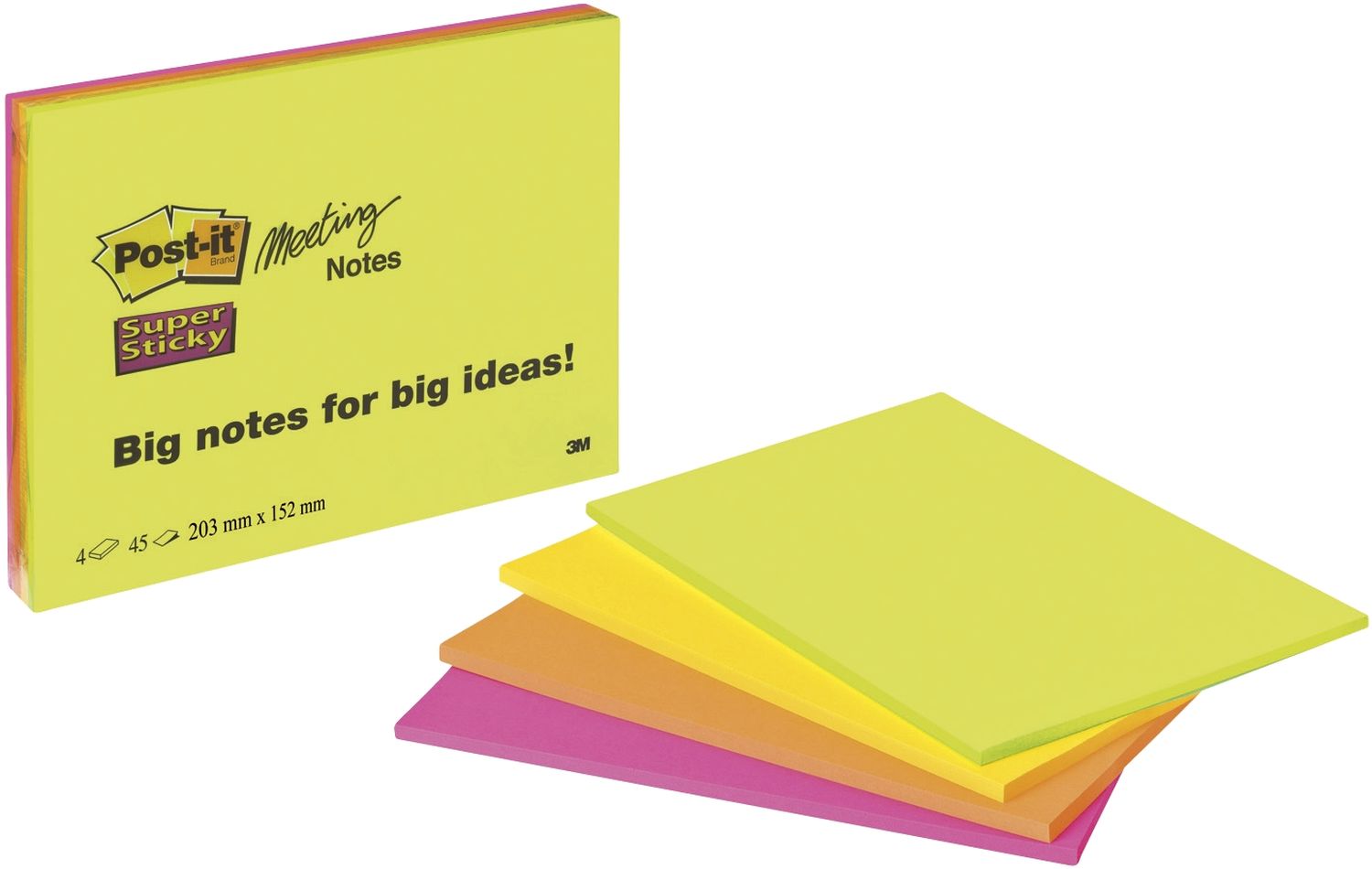 Meeting Notes Neon - 203 x 52 mm, 4 x 45 Blatt