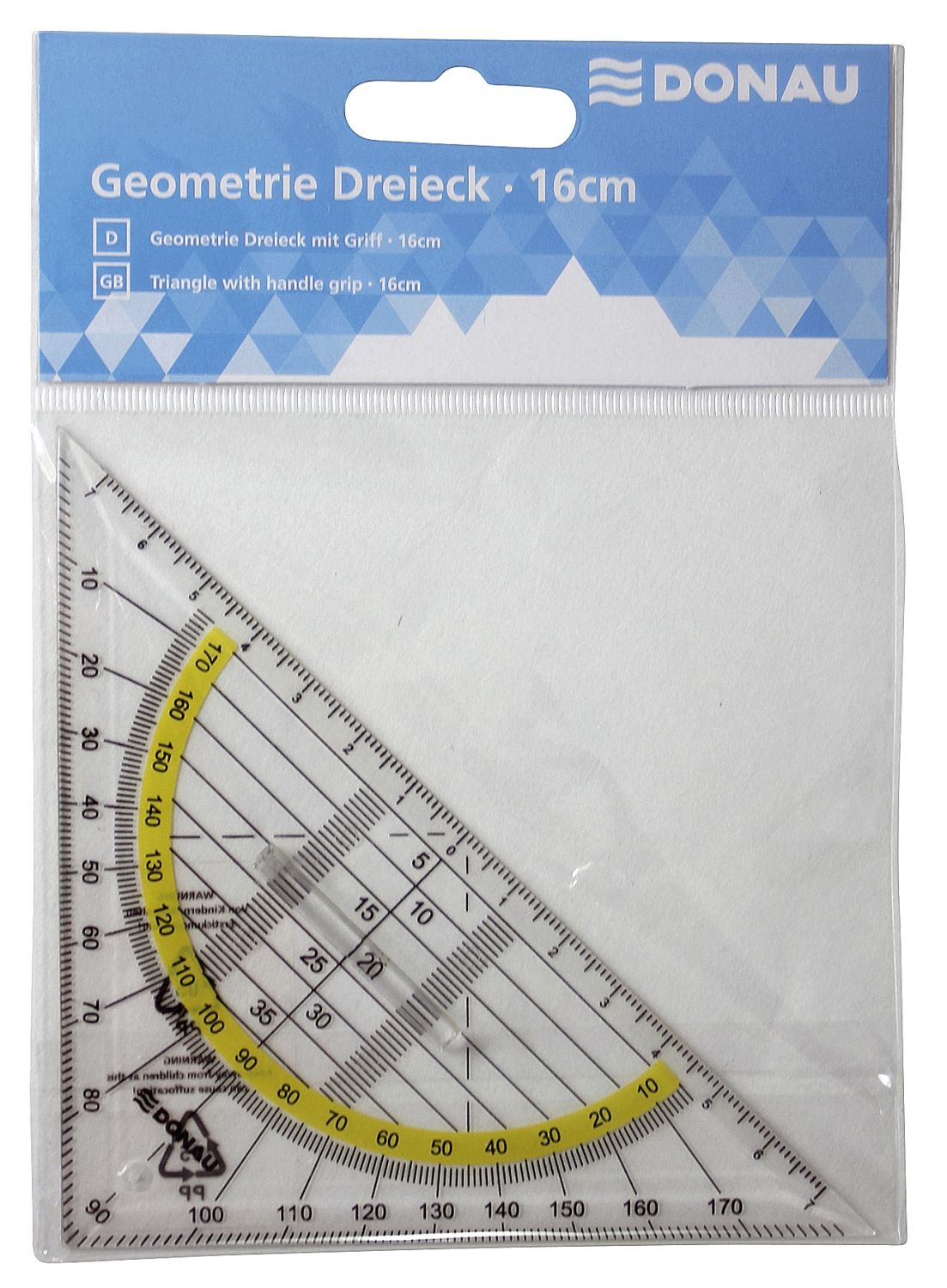 Geometriedreieck mit Griff - 16 cm