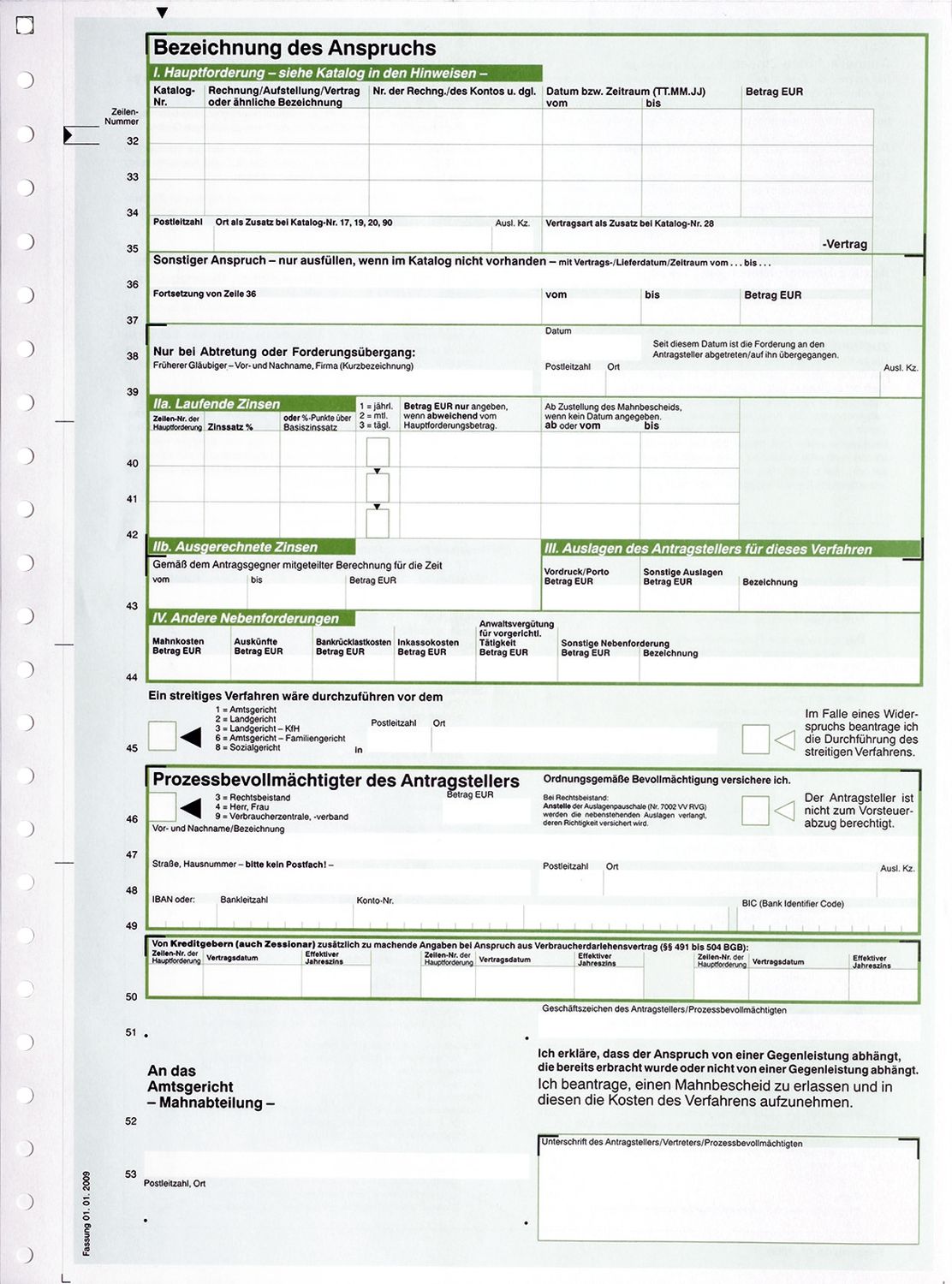 2887 Mahnbescheid, DIN A4, selbstdurchschreibend, 1 Satz, grün 2887 Mahnbescheid, DIN A4, selbstdurchschreibend, 1 Satz, grün