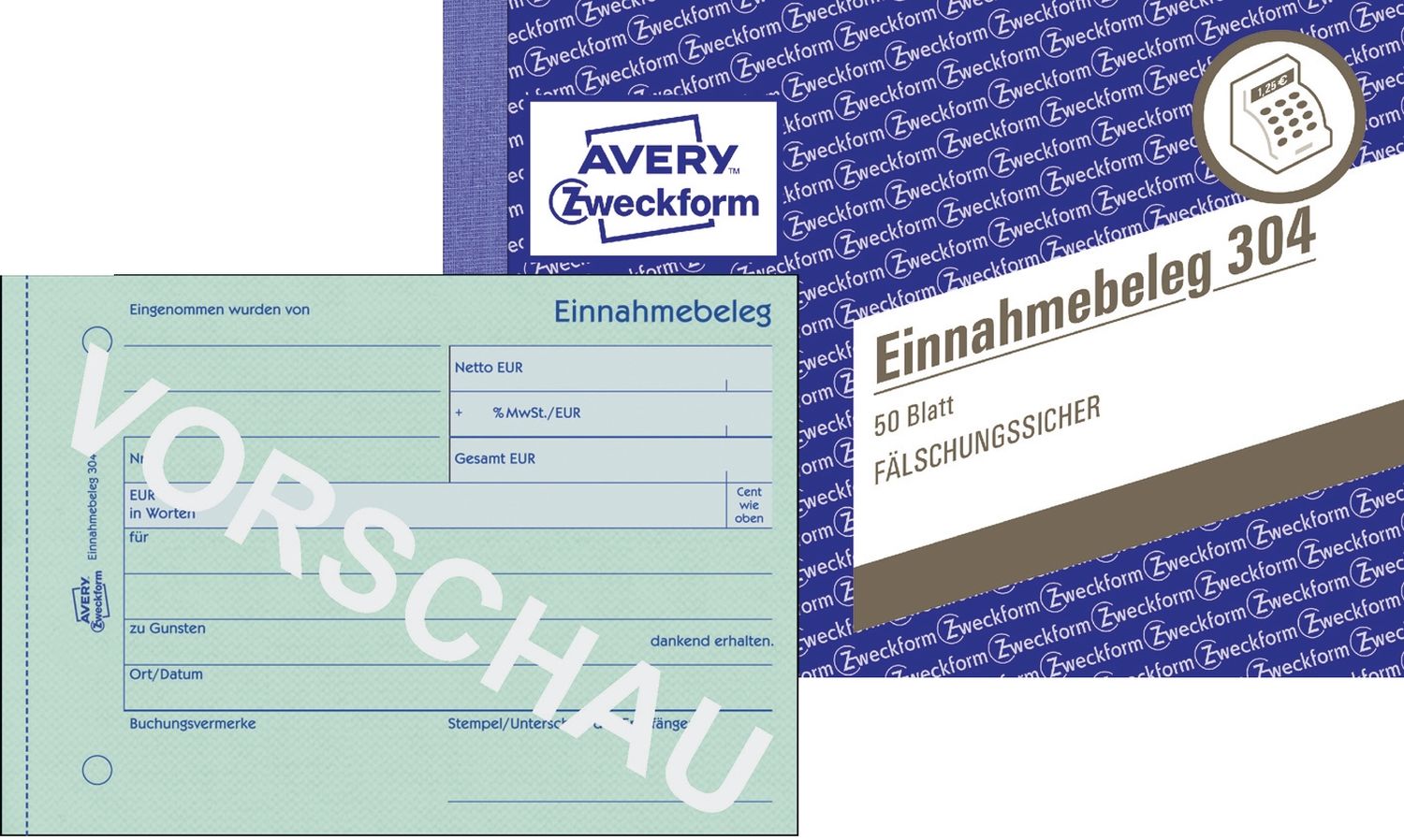304 Einnahmebeleg, DIN A6 quer, fälschungssicher, 50 Blatt, grün 304 Einnahmebeleg, DIN A6 quer, fälschungssicher, 50 Blatt, grün
