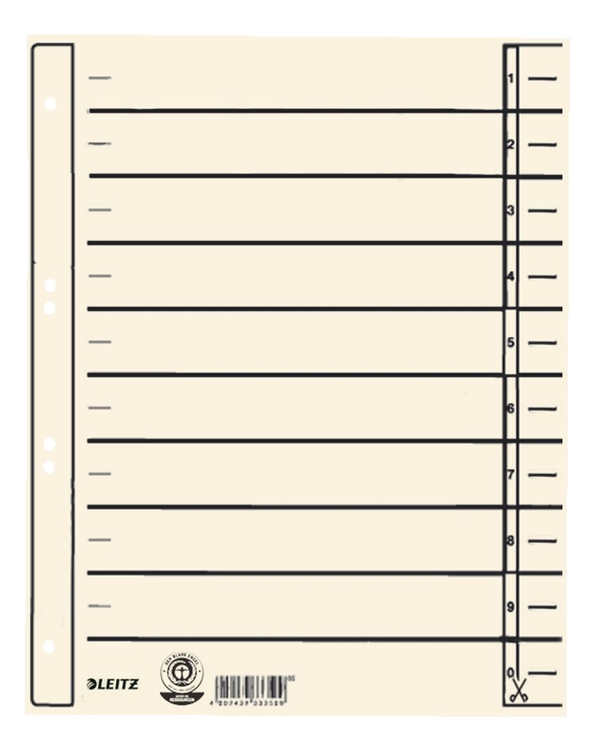 1657 Trennblätter - Lochung hinterklebt, Überbreite, A4, chamois, 100 Stück