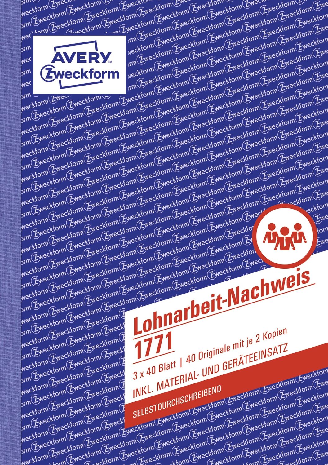 1771 Lohnarbeit-Nachweis, DIN A5, selbstdurchschreibend, 3 x 40 Blatt, weiß, gelb, rosa 1771 Lohnarbeit-Nachweis, DIN A5, selbstdurchschreibend, 3 x 40 Blatt, weiß, gelb, rosa