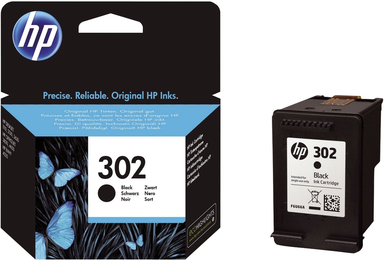 Original HP Druckkopfpatrone schwarz (F6U66AE,F6U66AE#ABE,F6U66AE#BA3,F6U66AE#UUS,302,302BK,302BLACK,NO302,NO302BK,NO302BLACK)