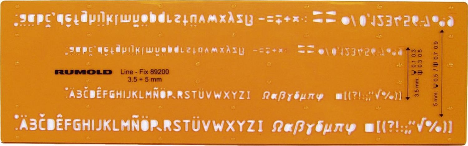 Schriftschablone - Schrifthöhe 0,35 mm und 0,5 mm Schriftschablone - Schrifthöhe 0,35 mm und 0,5 mm
