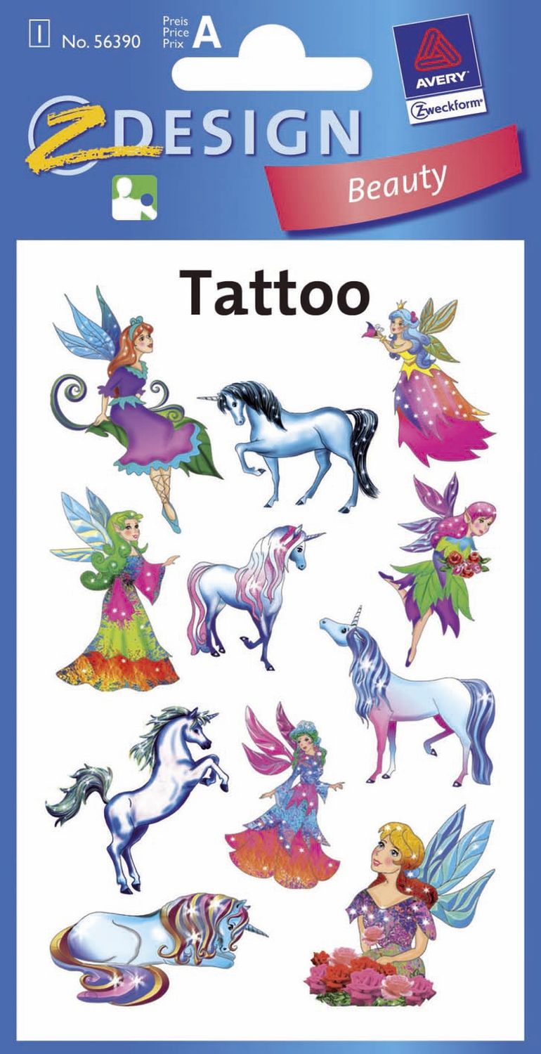 Z-Design 56390, Kinder Tattoos, Elfen, Einhörner, 1 Bogen/11 Tattoo Z-Design 56390, Kinder Tattoos, Elfen, Einhörner, 1 Bogen/11 Tattoo