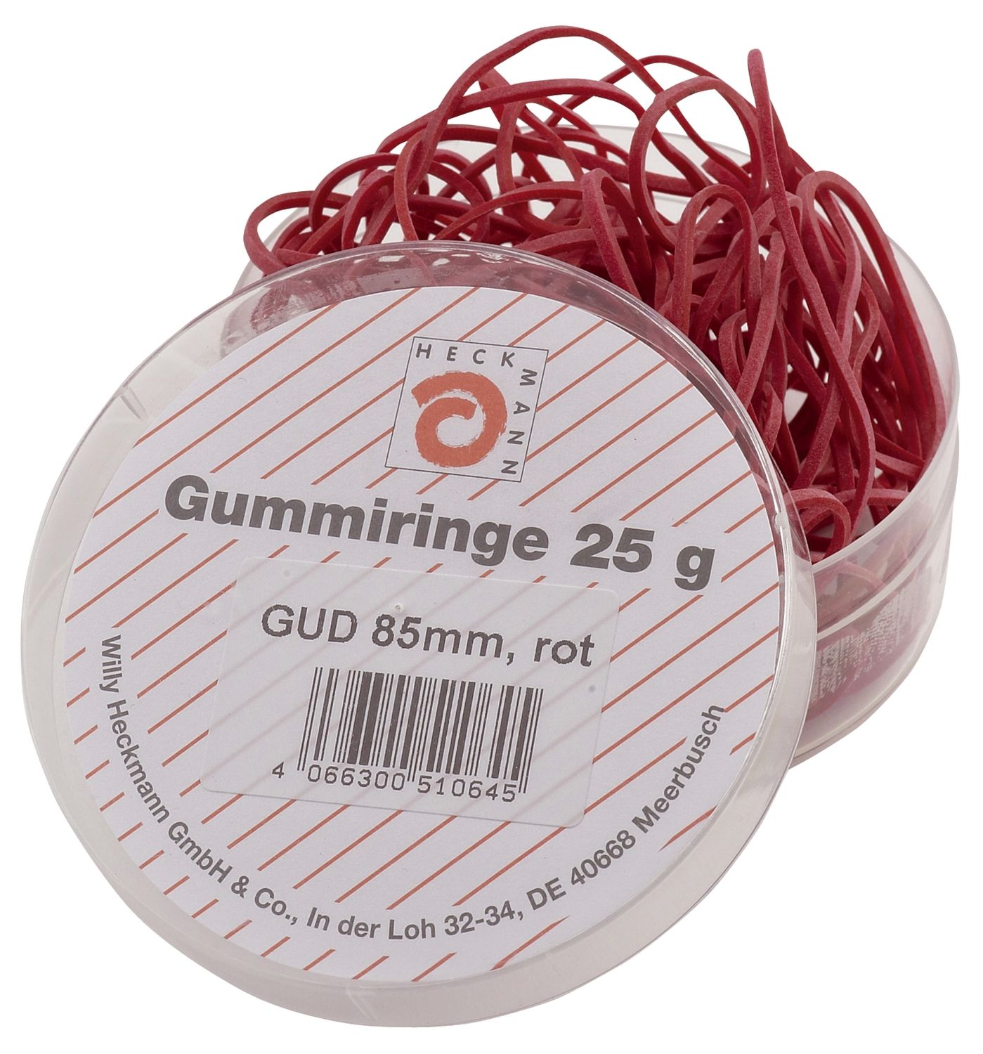 Gummiringe - Ø85 mm, Dose mit 25g, rot Gummiringe - Ø85 mm, Dose mit 25g, rot