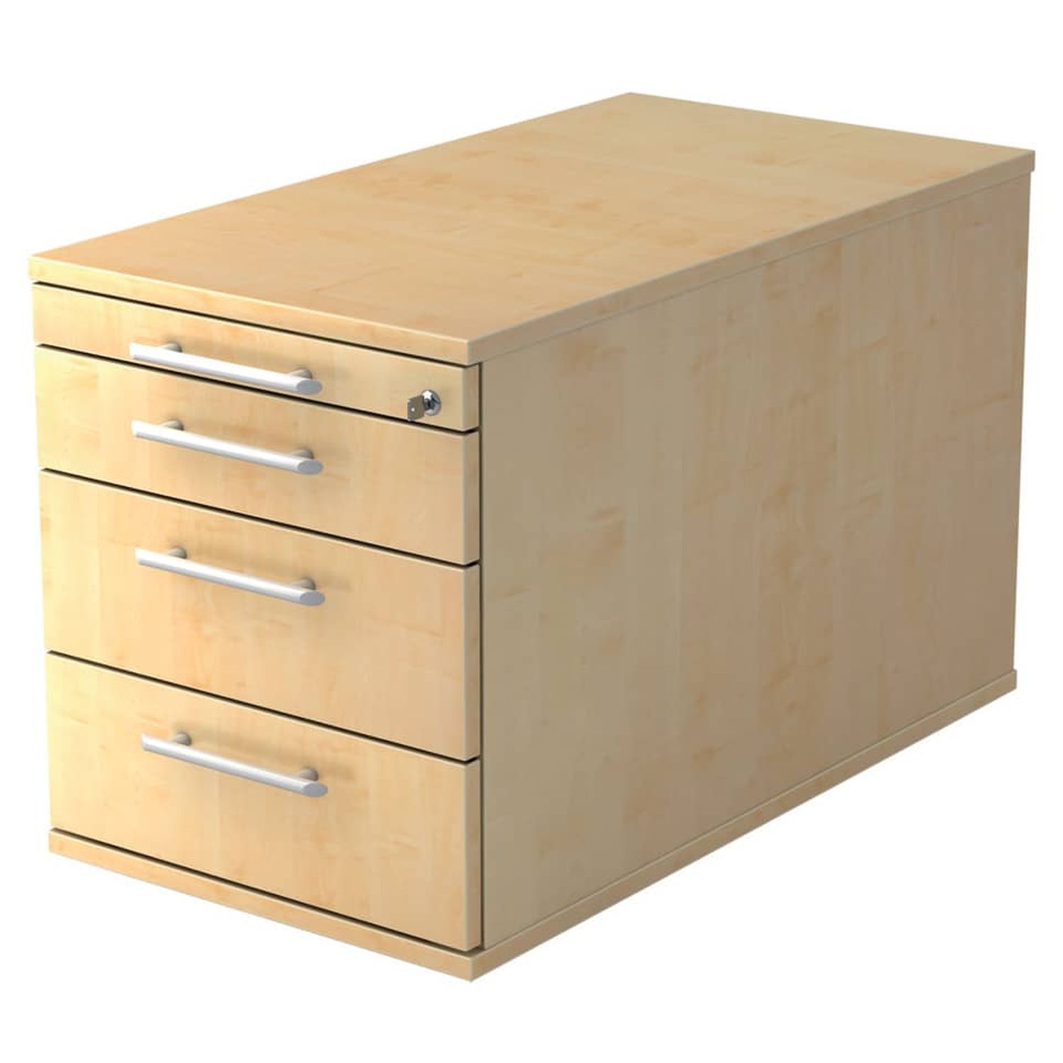 Rollcontainer - 42,8 x 51,2 x 80 cm, 3 Schübe, Relinggriff, Ahorn, mit Montageservice Rollcontainer - 42,8 x 51,2 x 80 cm, 3 Schübe, Relinggriff, Ahorn, mit Montageservice