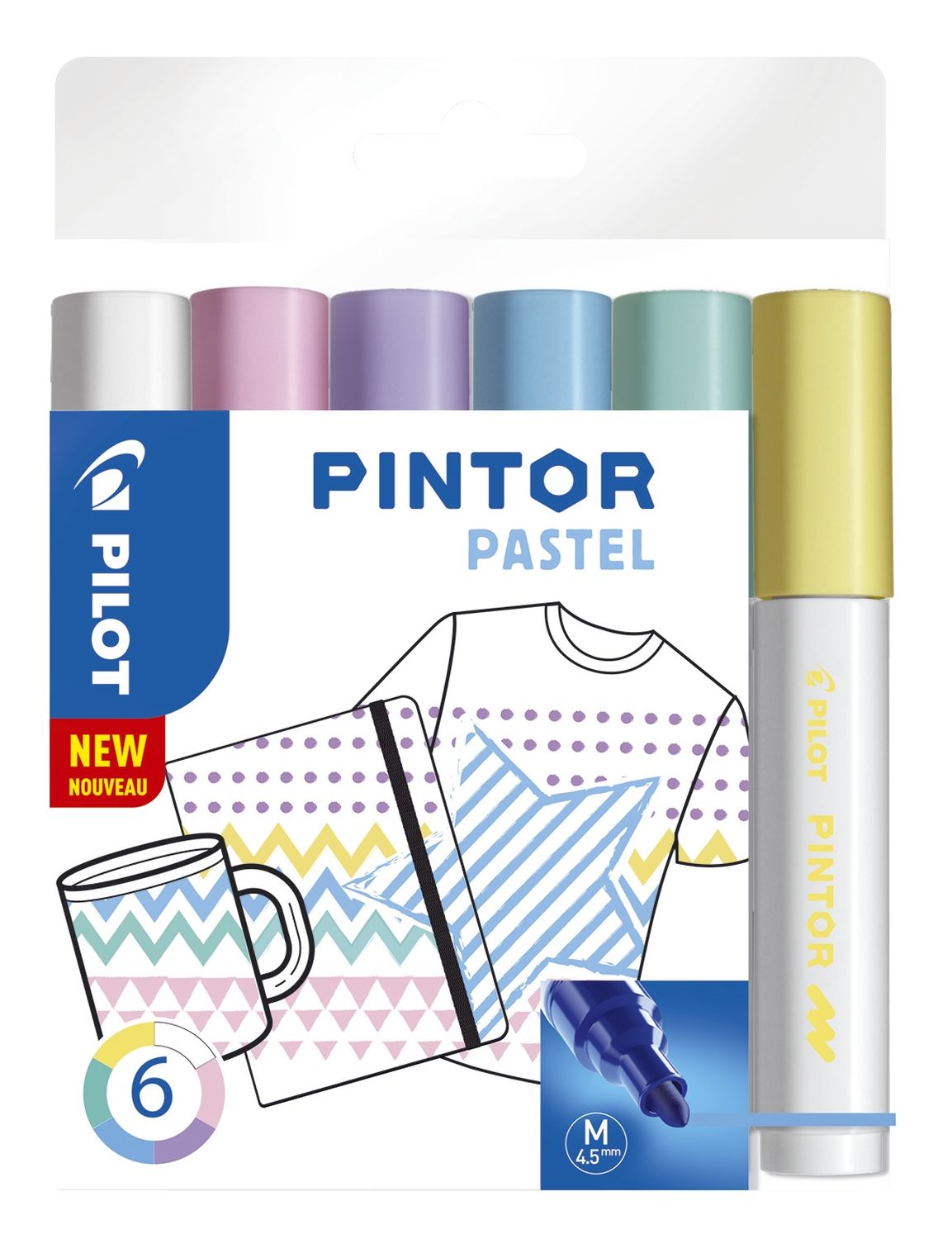 Kreativmarker Pintor Pastel - M, 6 Stück sortiert