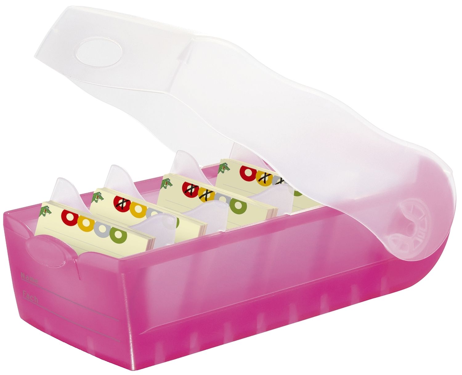 Karteibox CROCO - A8 quer, für 500 Karten, pink-transluzent Karteibox CROCO - A8 quer, für 500 Karten, pink-transluzent