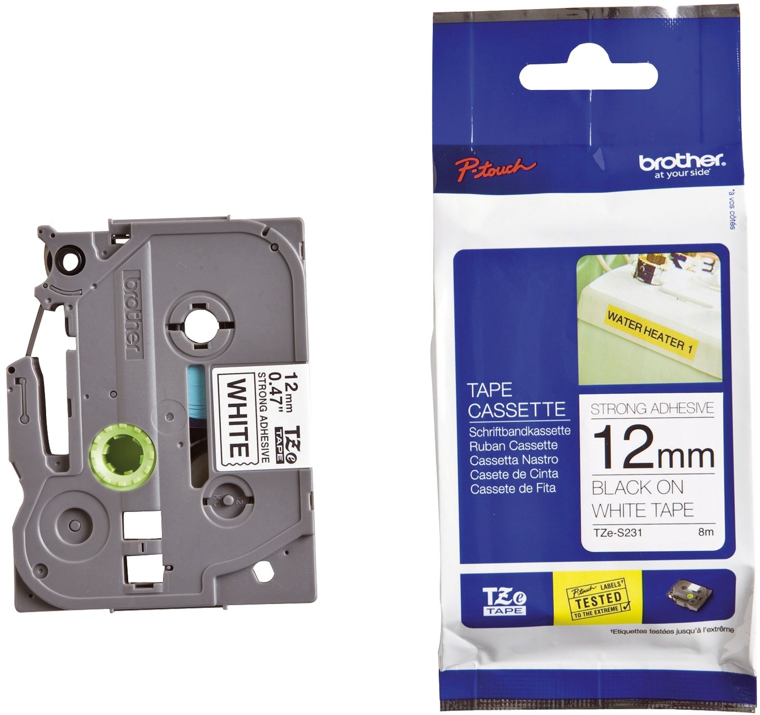 TZe-S231 Schriftbandkassette - laminiert, 12 mm x 8 m, schwarz auf weiß TZe-S231 Schriftbandkassette - laminiert, 12 mm x 8 m, schwarz auf weiß