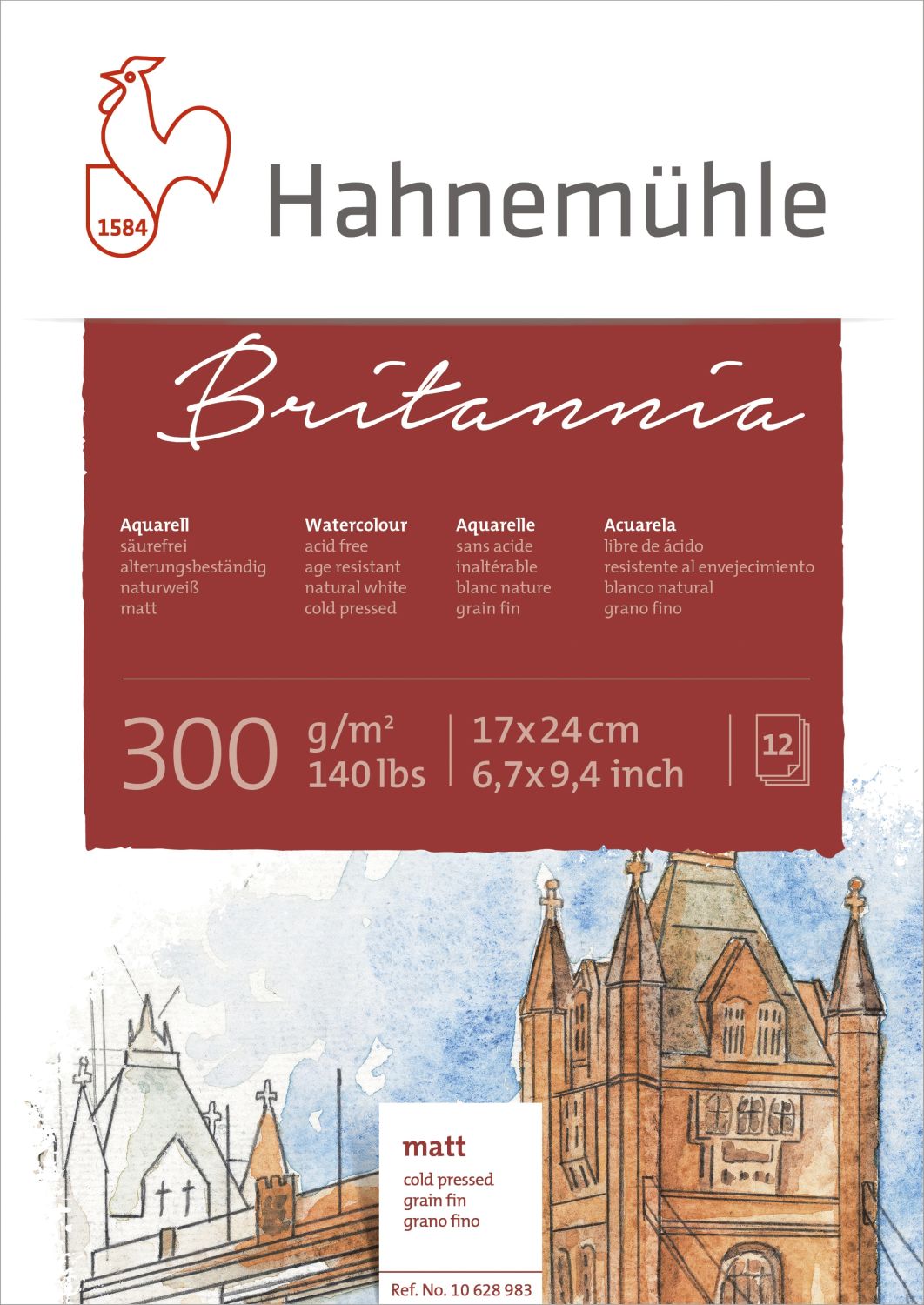 Aquarellblock - 17 x 24 cm, 300 g/qm, 12 Blatt Aquarellblock - 17 x 24 cm, 300 g/qm, 12 Blatt