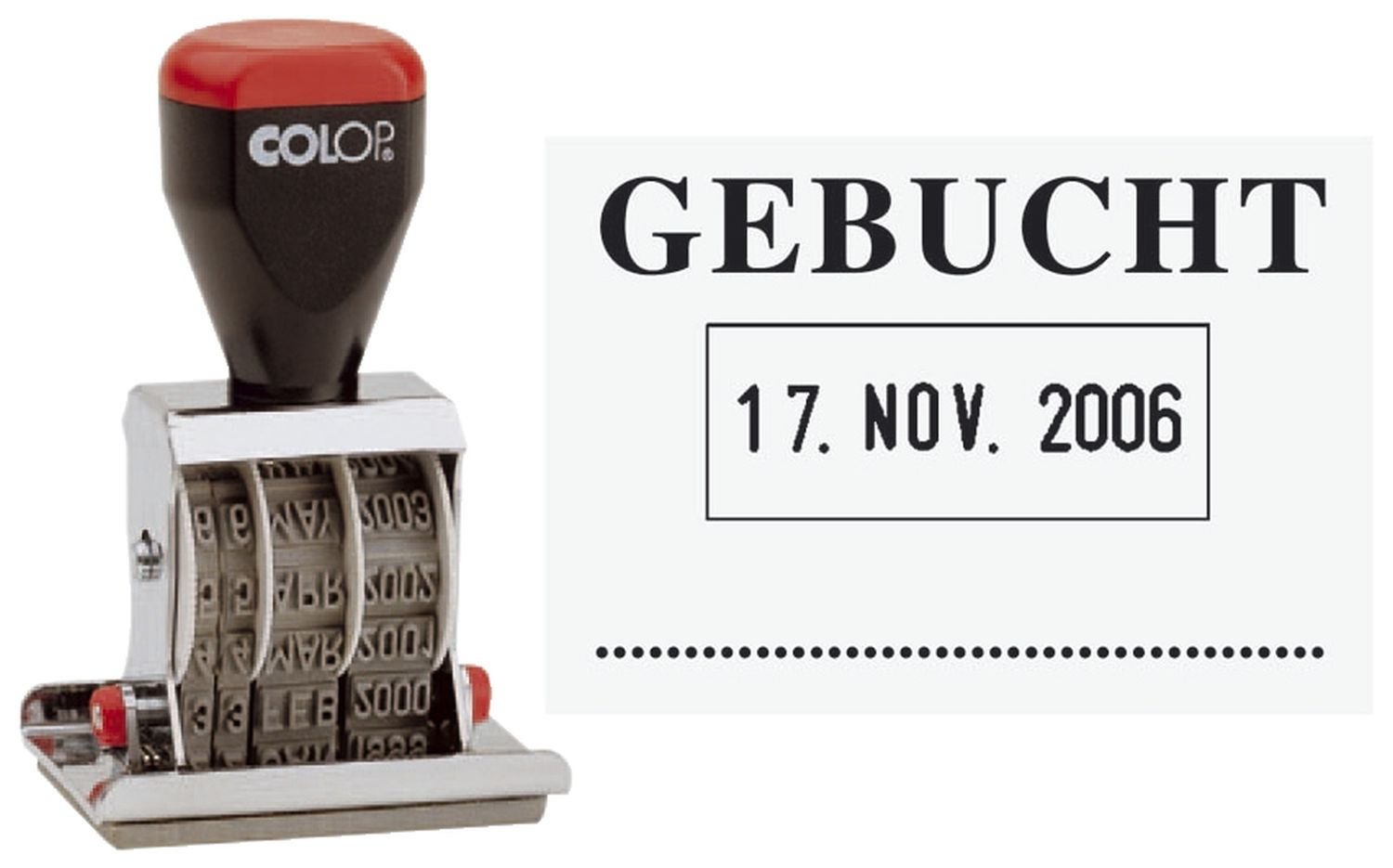 Datum-Plattenstempel - GEBUCHT + 4 mm Datum Datum-Plattenstempel - GEBUCHT + 4 mm Datum