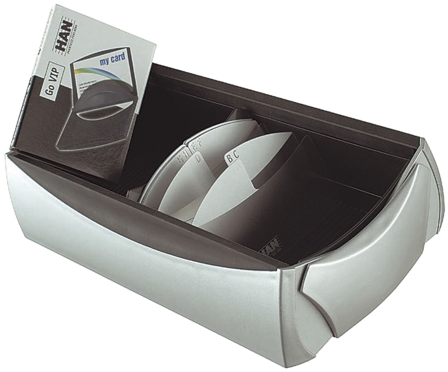 DELTA Silber Edition Visitenkartenbox VIP-Set - für 500 Visitenkarten, Box+Etui, silber-schwarz DELTA Silber Edition Visitenkartenbox VIP-Set - für 500 Visitenkarten, Box+Etui, silber-schwarz