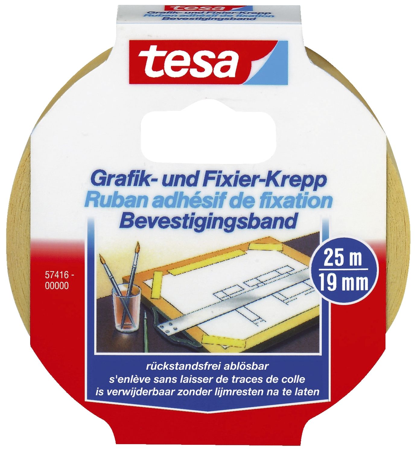 Fixierband Grafik- und Fixier-Krepp - 25 m x 19 mm, Papier, beige Fixierband Grafik- und Fixier-Krepp - 25 m x 19 mm, Papier, beige