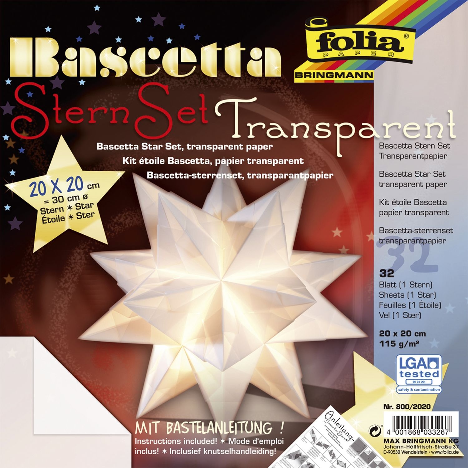 Bascetta Stern - weiß, transparent, Ø 30 cm Bascetta Stern - weiß, transparent, Ø 30 cm