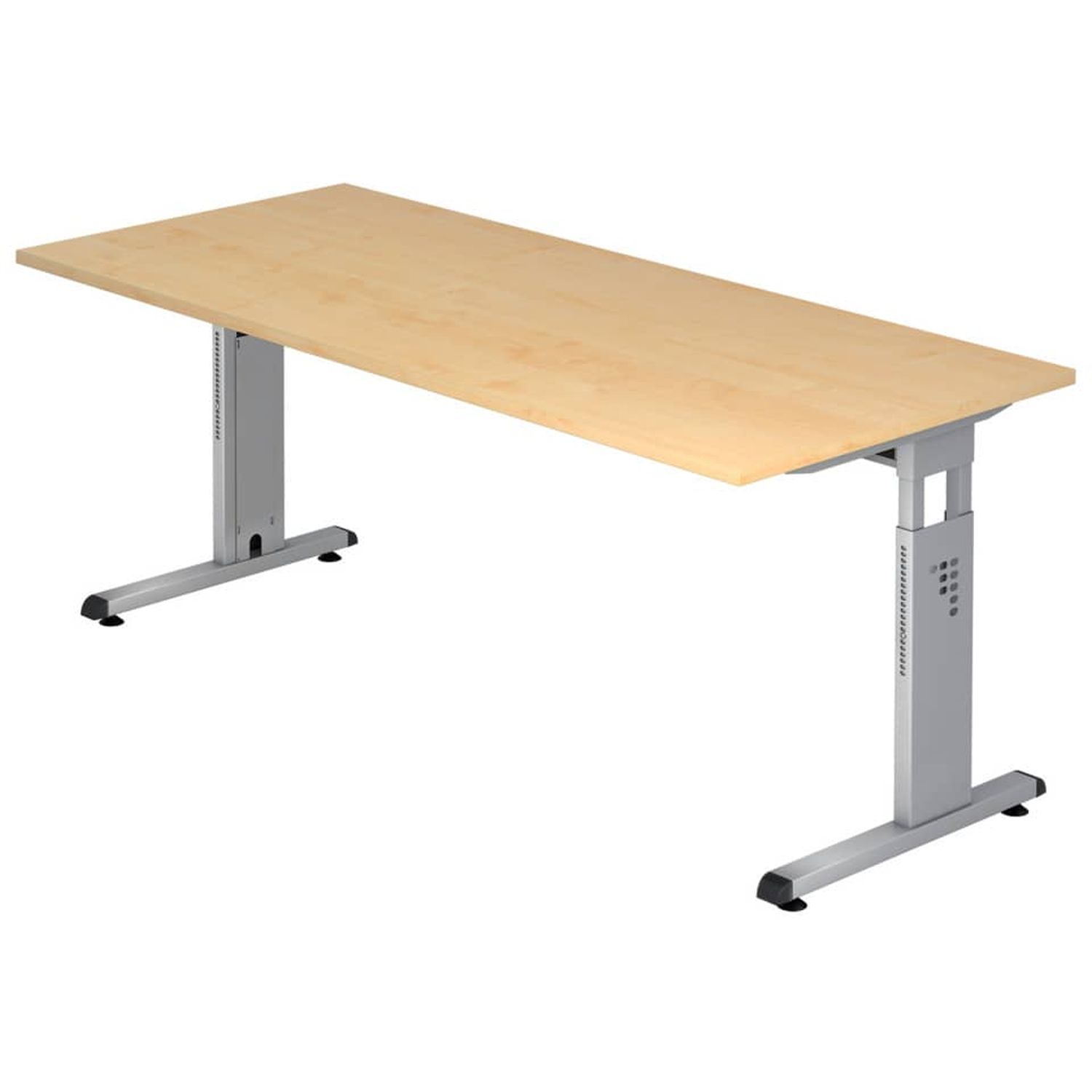 Schreibtisch C-Fuß - 180 x 65-85 x 80 cm, höhenverstellbar, Ahorn/Silber, mit Montageservice Schreibtisch C-Fuß - 180 x 65-85 x 80 cm, höhenverstellbar, Ahorn/Silber, mit Montageservice