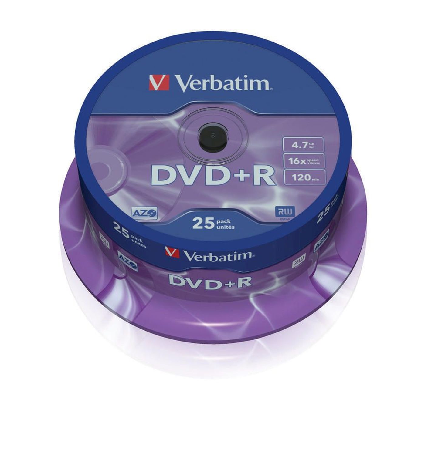 DVD+R - 4.7GB/120Min, 16-fach/Spindel, Packung mit 25 Stück