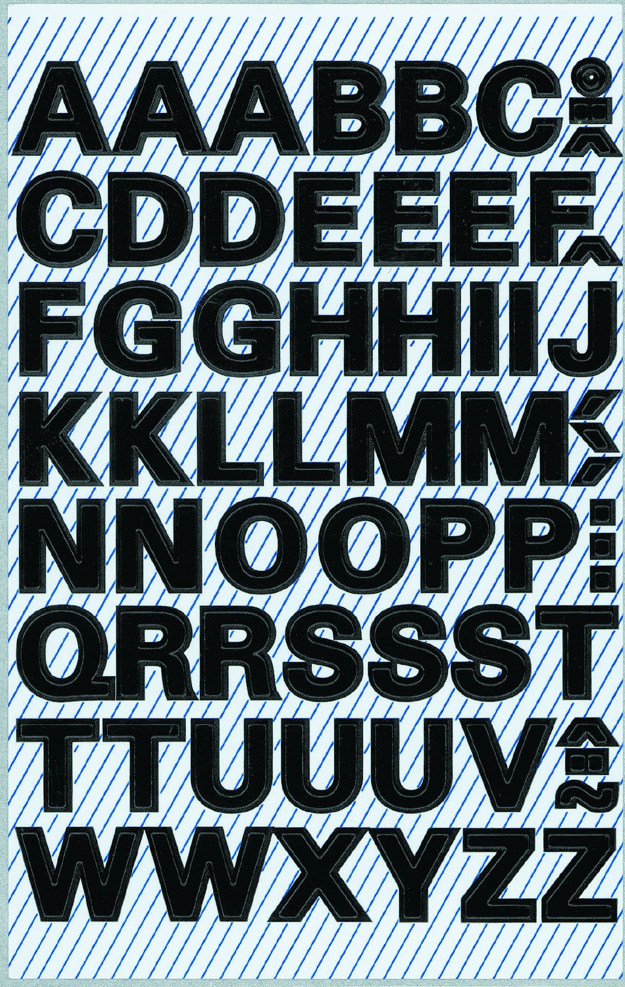 3780 Buchstaben-Etiketten - A-Z, 9,5 mm, schwarz, selbstklebend, wetterfest, 104 Etiketten
