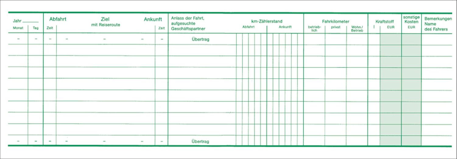 Fahrtenbuch für Pkw - 64 Seiten, A6 quer Fahrtenbuch für Pkw - 64 Seiten, A6 quer