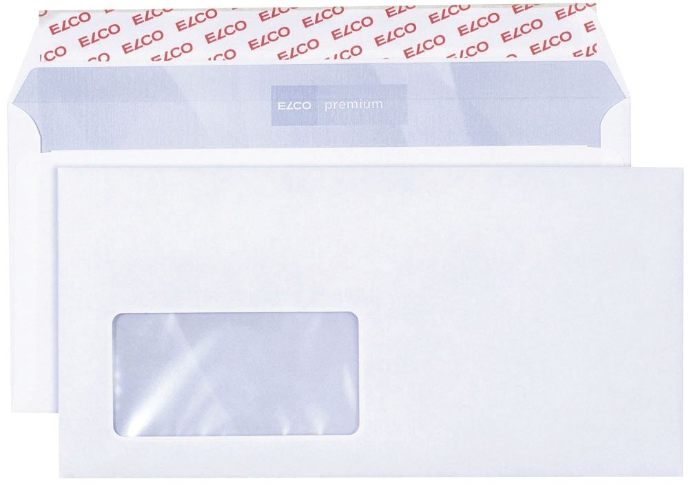 Briefumschläge premium Elco 30778, C6/5, hochweiß, haftklebend, Innendruck, mit Fenster, 80 g/qm