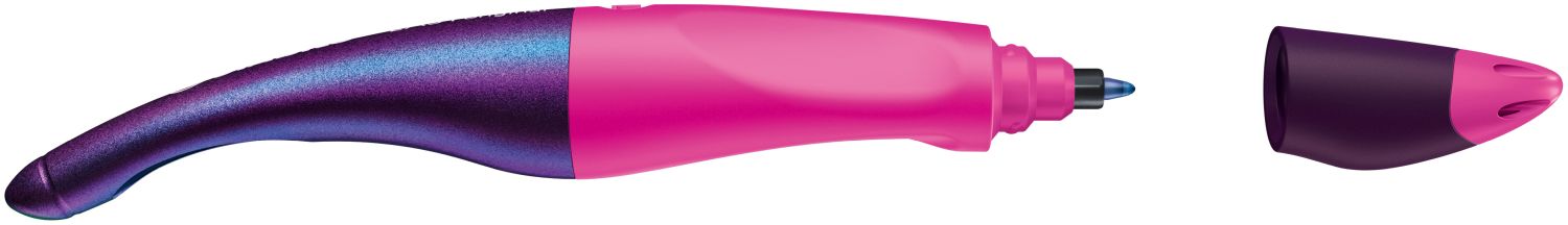 Ergonomischer Tintenroller für Linkshänder - EASYoriginal Holograph Edition in magenta -  Einzelstift - Schreibfarbe blau (löschbar) - inklusive Patrone