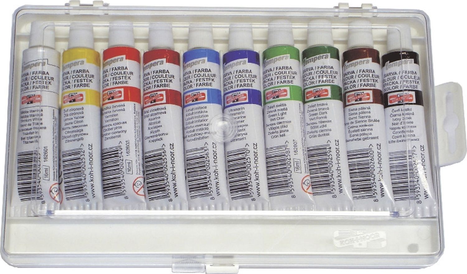 Malfarbe Tempera - 10 x 16ml Tuben, sortiert Malfarbe Tempera - 10 x 16ml Tuben, sortiert
