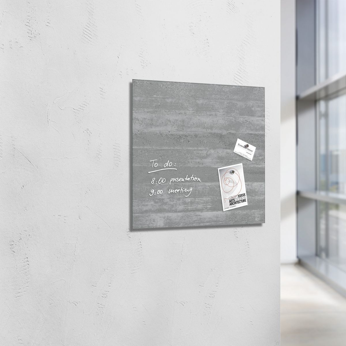 Glas-Magnetboard Artverum - Design Sichtbeton, 48 x 48 cm Glas-Magnetboard Artverum - Design Sichtbeton, 48 x 48 cm