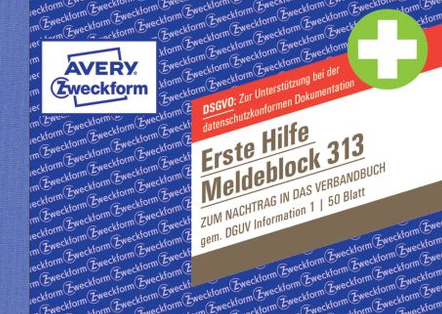 Erste Hilfe Meldeblock Avery Zweckform 313 DIN A6 quer, 50 Blatt