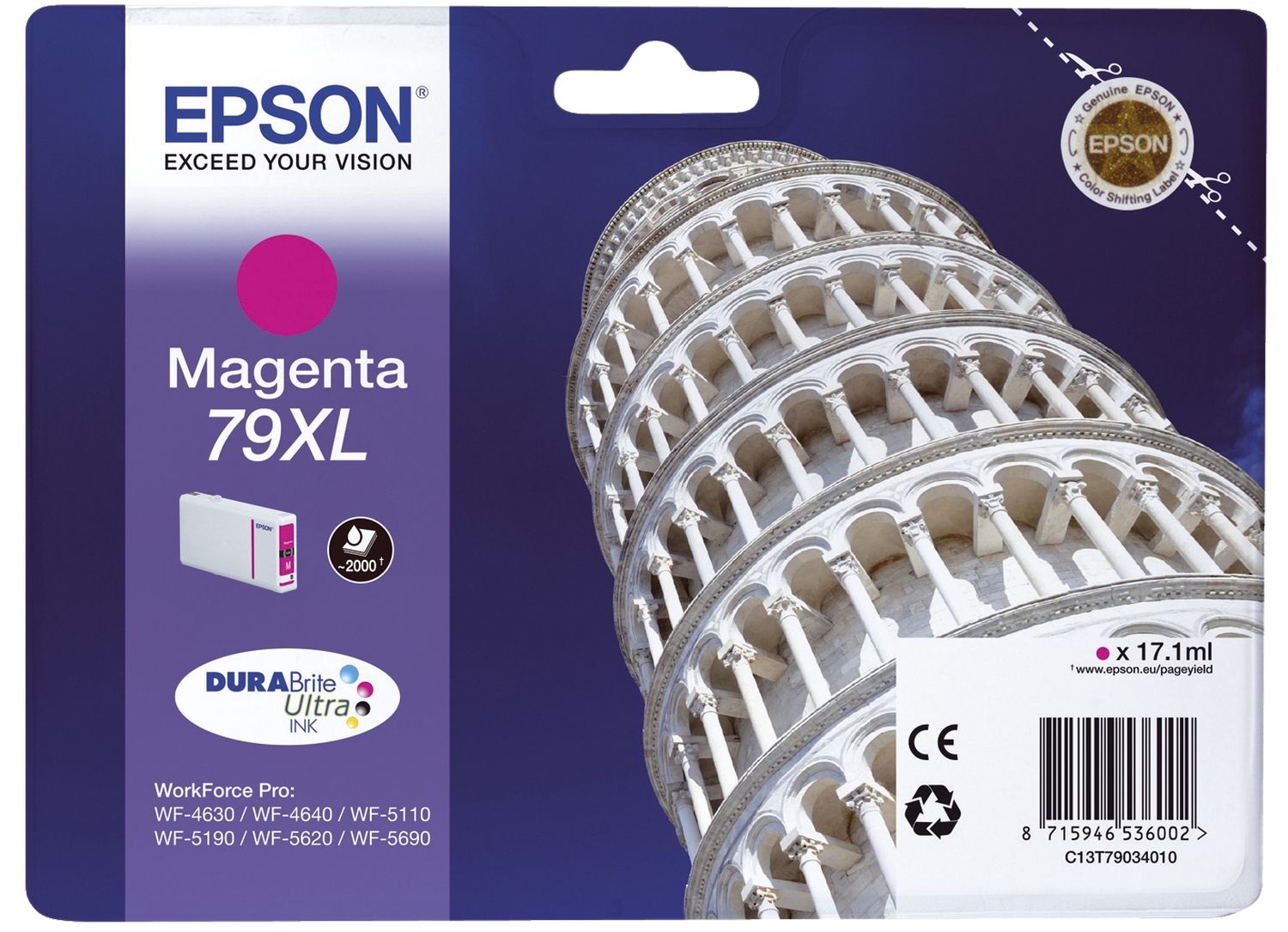 Original Epson Tintenpatrone magenta High-Capacity (C13T79034010,T790340,79XL,T7903,T79034010)