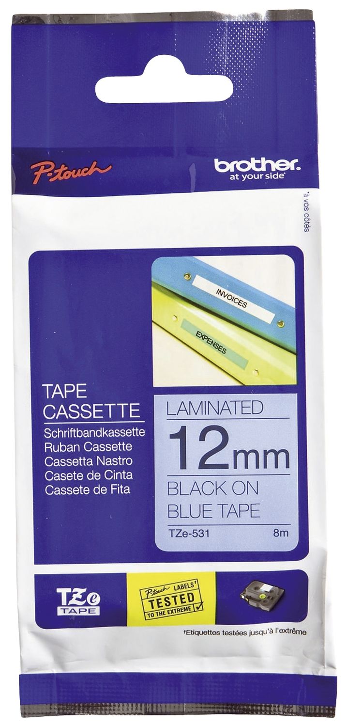 TZe-531 Schriftbandkassette - laminiert, 12 mm x 8 m, schwarz auf blau