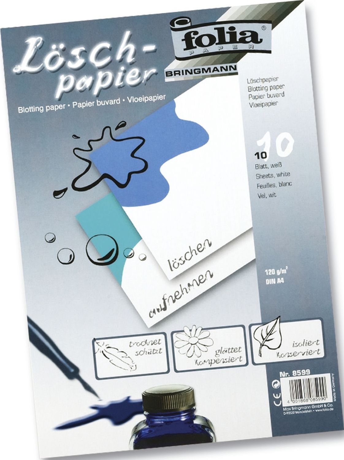 Löschpapier 120g/qm, DIN A4, 10 Blatt Löschpapier 120g/qm, DIN A4, 10 Blatt