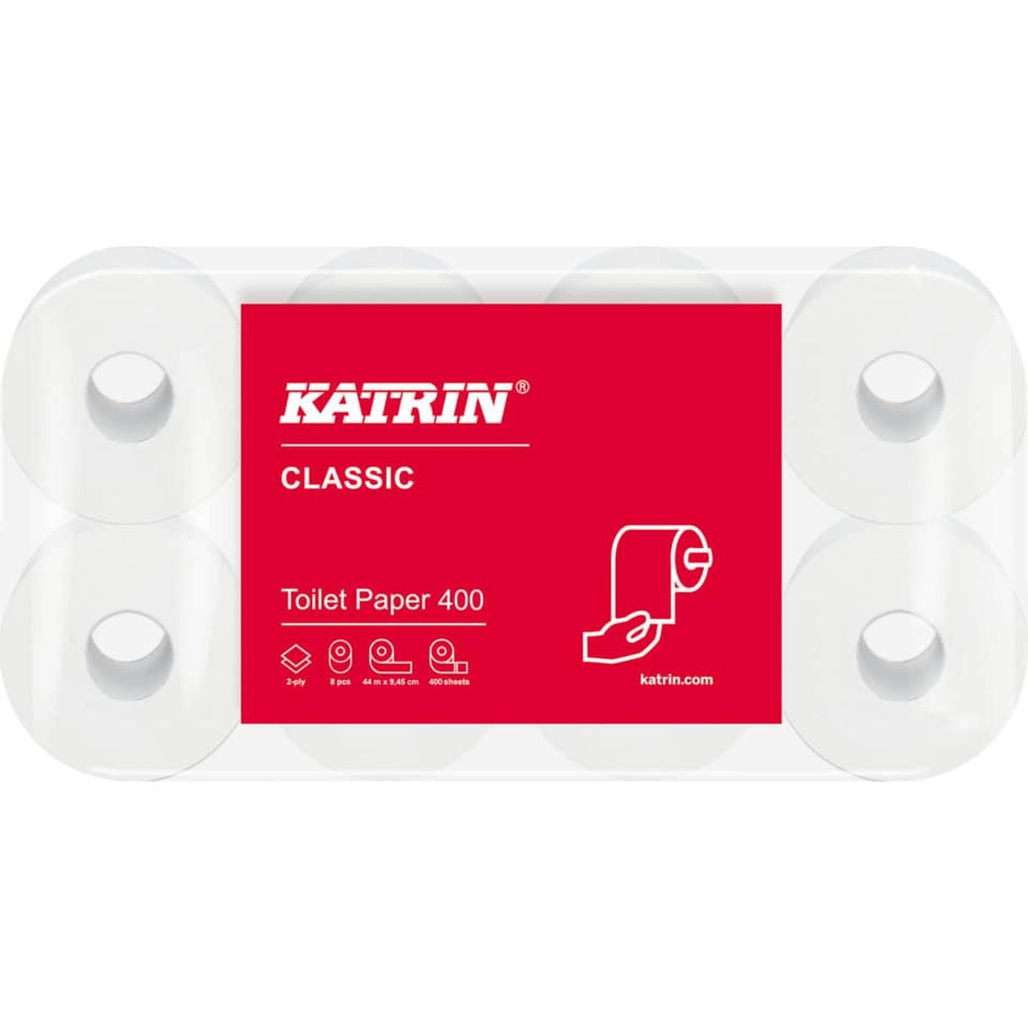 Toilettenpapier Classic Toilet 400 - 2-lagig, weiß, 8 Rollen à 400 Blatt Toilettenpapier Classic Toilet 400 - 2-lagig, weiß, 8 Rollen à 400 Blatt