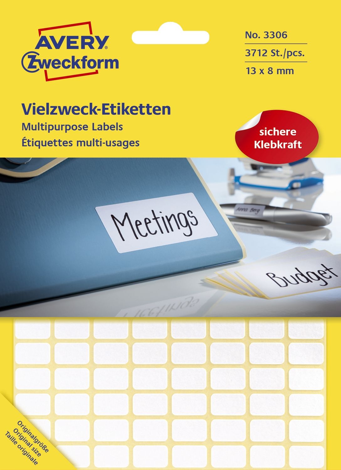 3306 Universal-Etiketten - 13 x 8 mm, weiß, 3.712 Etiketten/29 Blatt, permanent 3306 Universal-Etiketten - 13 x 8 mm, weiß, 3.712 Etiketten/29 Blatt, permanent