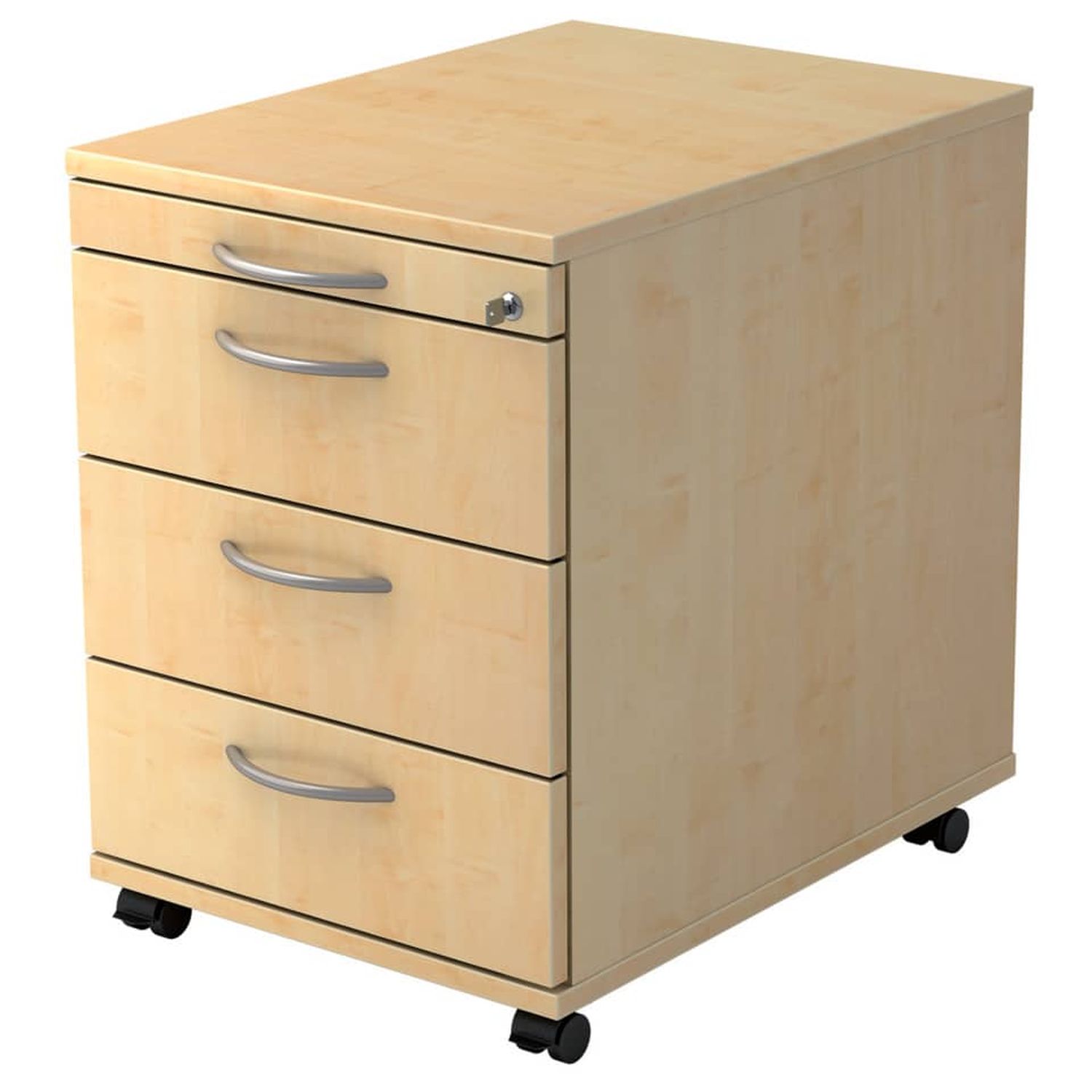 Rollcontainer - 42,8 x 59 x 58 cm, 3 Schübe, Bogengriff, Ahorn, mit Montageservice Rollcontainer - 42,8 x 59 x 58 cm, 3 Schübe, Bogengriff, Ahorn, mit Montageservice