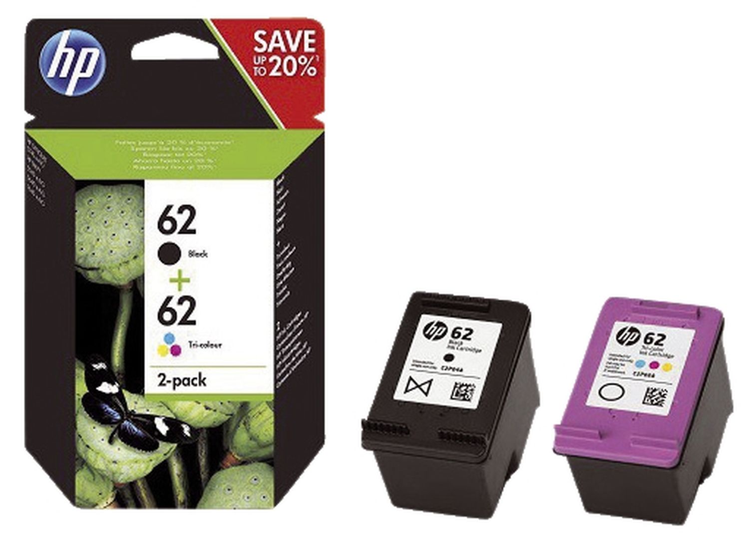 Original HP Druckkopfpatrone Multipack schwarz + color (N9J71AE,62,NO62)