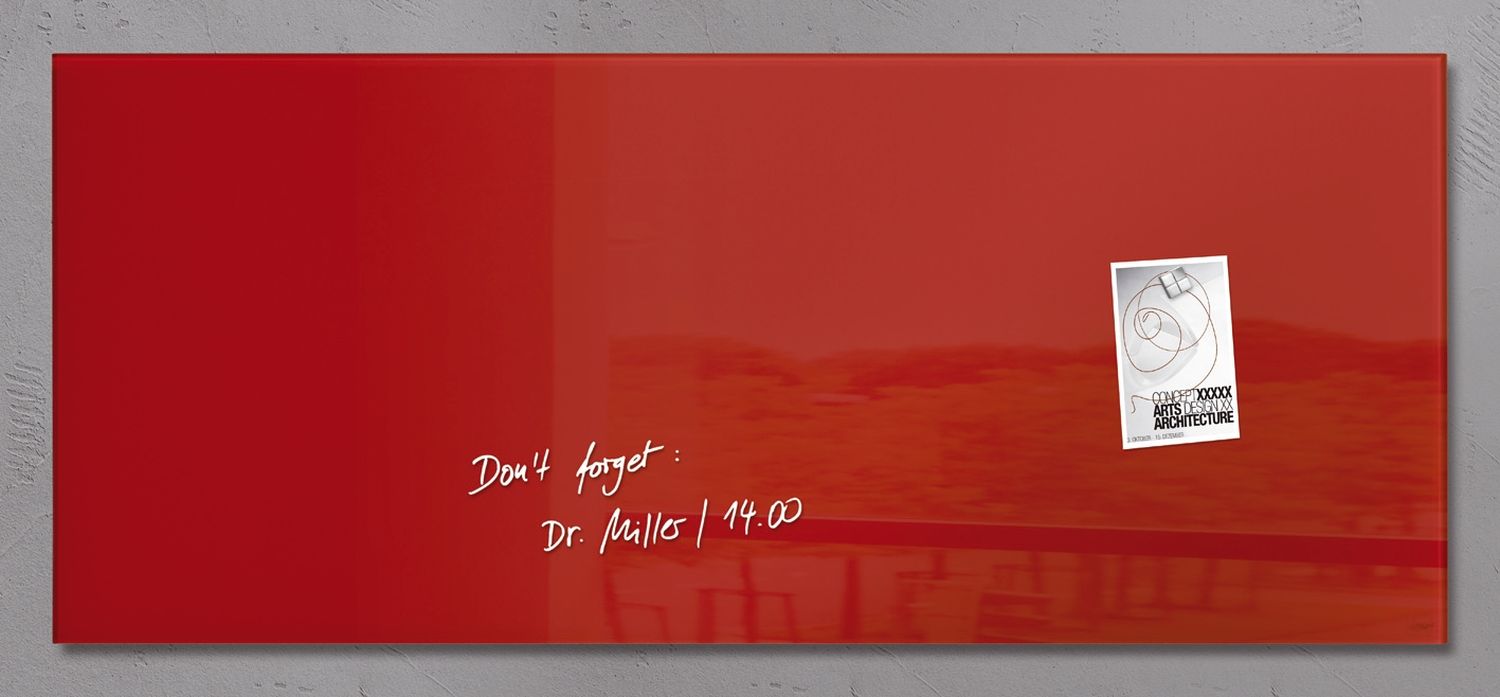 Glas-Magnetboard Artverum - rot, 130 x 55 cm, 1 Stück Glas-Magnetboard Artverum - rot, 130 x 55 cm, 1 Stück