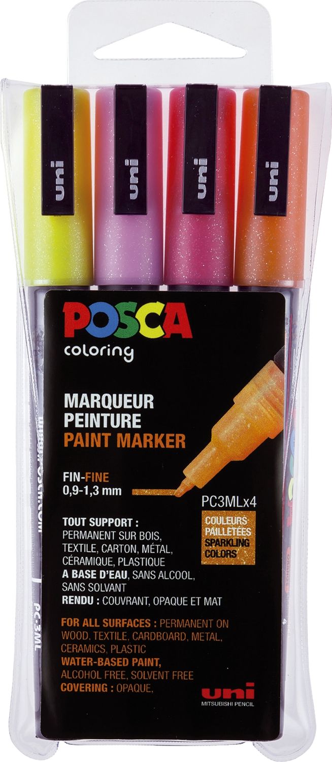 Marker - 0,9 - 1,3 mm, 4er Set Glitter sortiert Marker - 0,9 - 1,3 mm, 4er Set Glitter sortiert