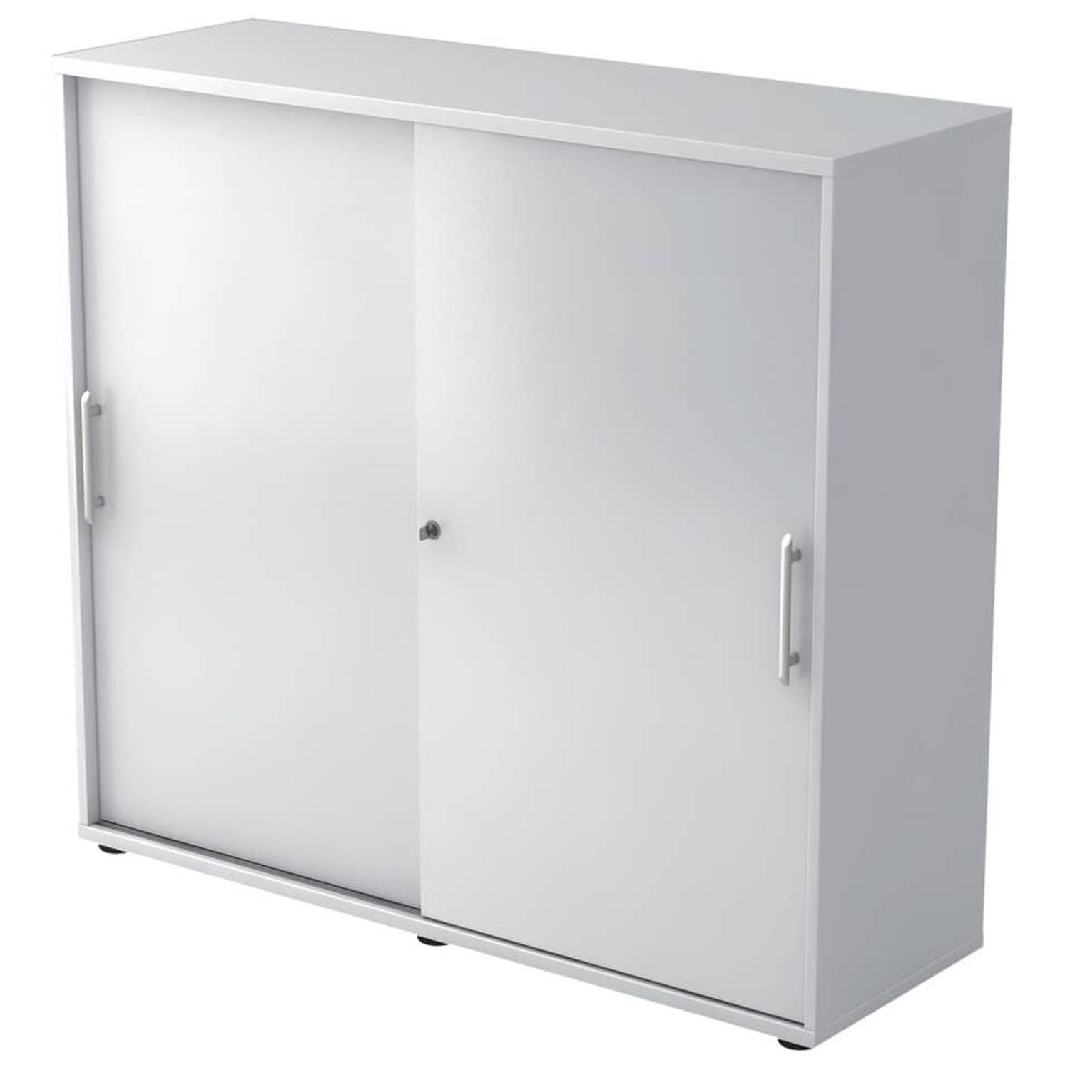 Schiebetürschrank - 3OH, 120 cm, Relinggriff, Weiß/Weiß