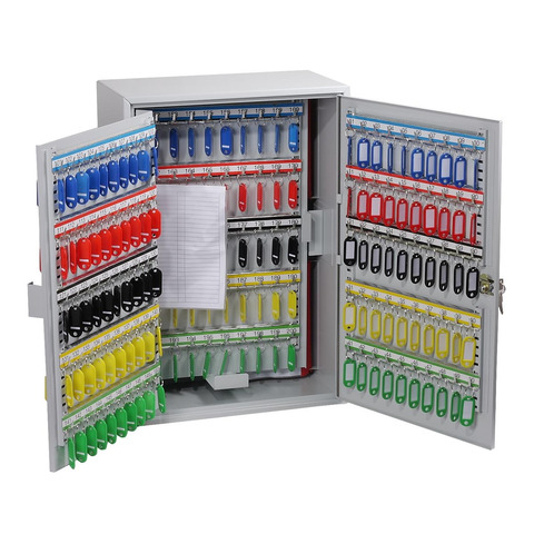 Schlüsselschrank Phönix KC0604K, mit 200 Haken, 38,0 x 55,0 x 14,0 cm, mit Zylinderschloss, grau