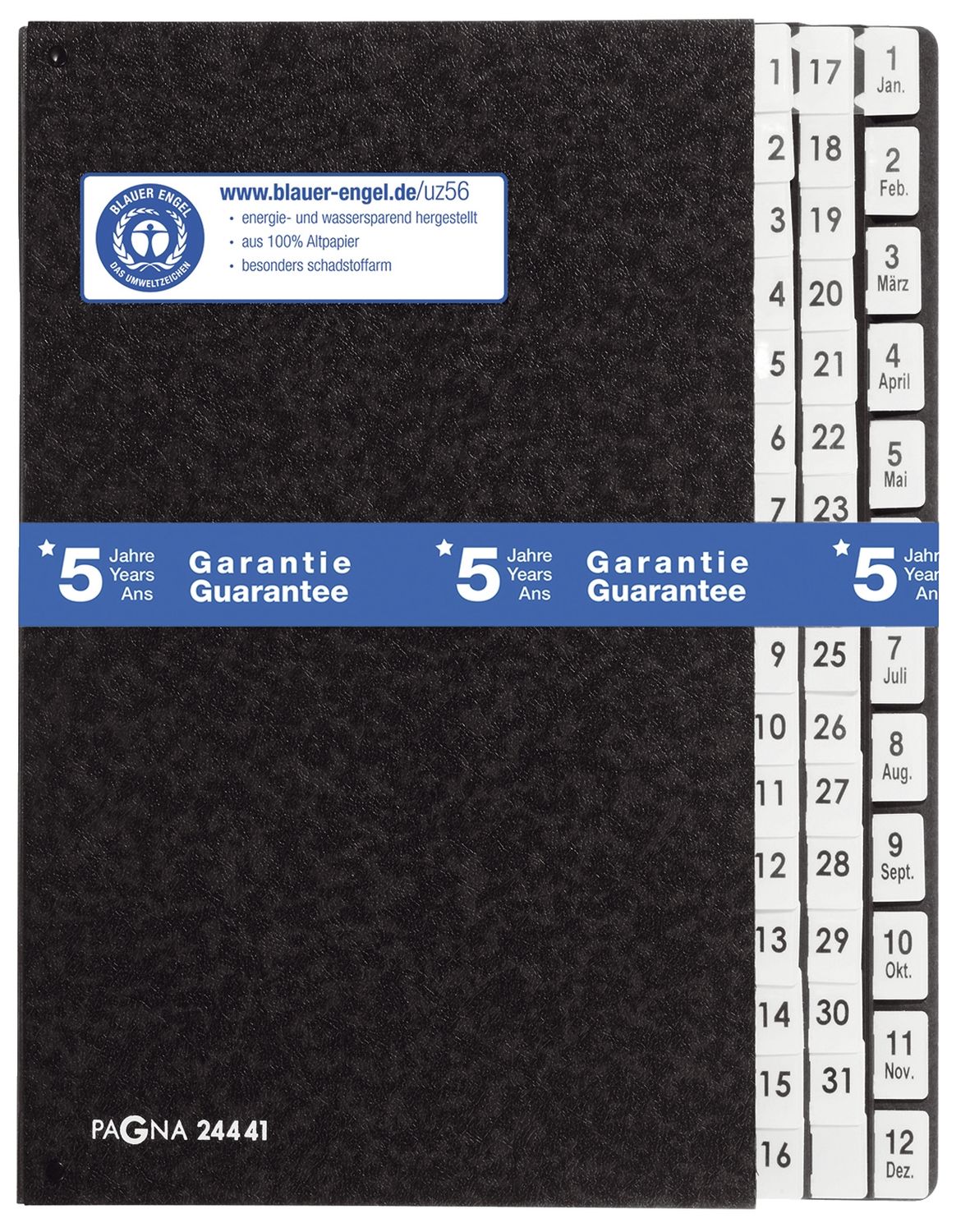 Pultordner 1-31 und 1-12 / Jan.-Dez. - 44 Fächer, Hartpappe, schwarz Pultordner 1-31 und 1-12 / Jan.-Dez. - 44 Fächer, Hartpappe, schwarz