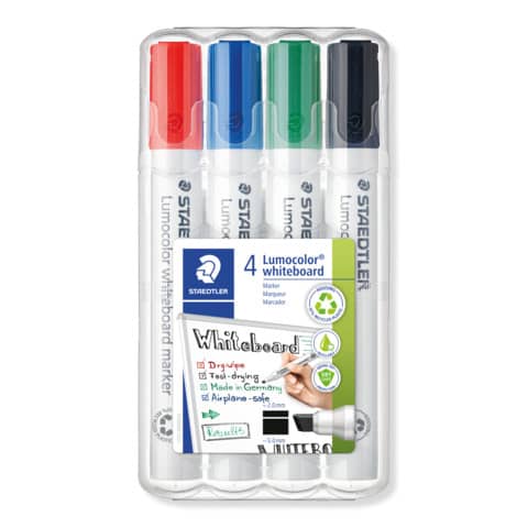 Whitebaordmarker Staedtler Lumocolor® 351 B WP4, Keilspitze 2 - 5 mm, 4 Stück farbig sortiert